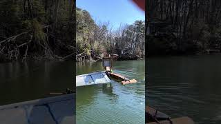 Crazy Proa Project. Capsize and recovery. View from the dock.