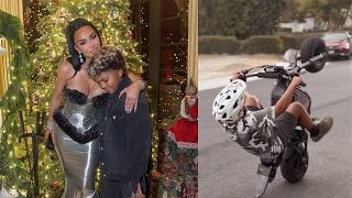 Kim Kardashian's son Saint West pops a wheelie on electric dirt bike