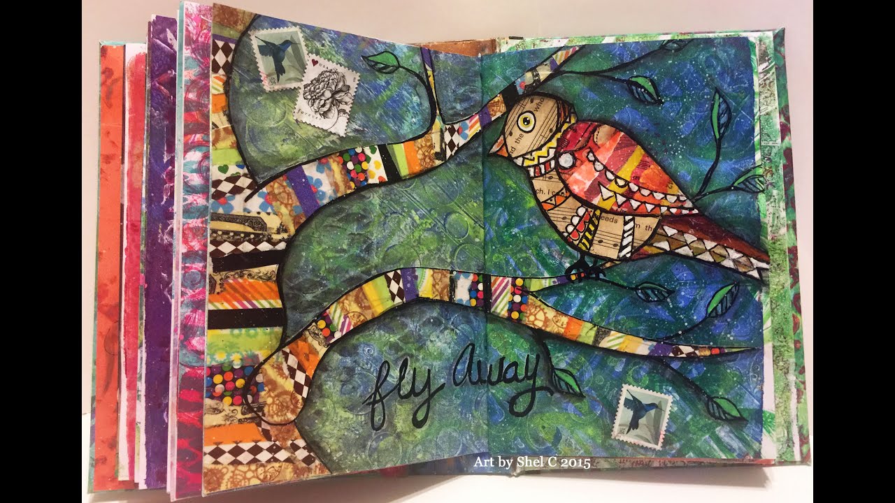 Art Journaling about Imagination - Peony and Parakeet