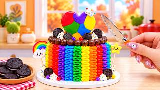 Amazing Mini Rainbow Heart OREO Cake Satisfying Buttercream Decorating