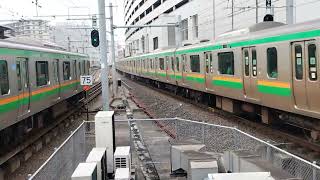 E233系3000番台コツE-07編成+コツE-63編成横浜駅発車・E231系1000番台ヤマU63編成ヤマU513編成横浜駅高速入線