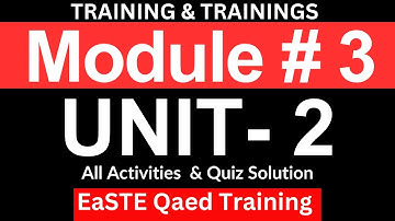 Module 3 | Unit 2 | 16 Quiz Solution | EaSTE | QAED Training | Module 3 Unit 2 | Quiz 2 unit 2