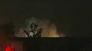 Raw Video: Fire Burns at Houston Landmark