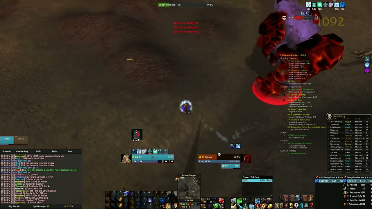 58 Hardcore Mage Solos Rare Elite Volchan in Burning Steppes (residentSleeper frostbolt gameplay)