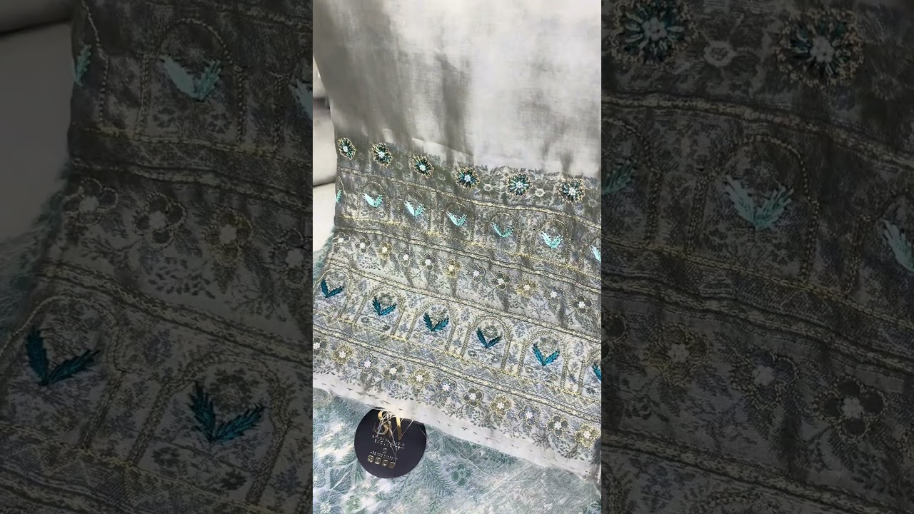 Pure kani silk suit 3 pcs hand embroidered wedding wear outfit 