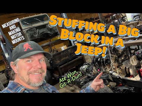 Dirt Daily. Trying to Stuff an 8.1L Big Block in the Jeep CJL-10. Lots of Measuring and Motor Mounts