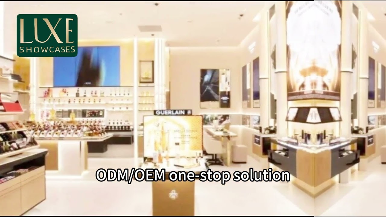 Custom Mirror of Stainless Steel Cosmetic Shelves Display Cabinet Stand Manufacturer High-End Marble