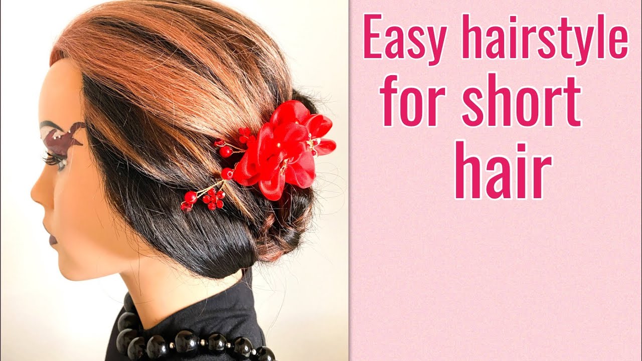 Wedding hairstyle idea for short hair | easy and quick hairstyle ...
