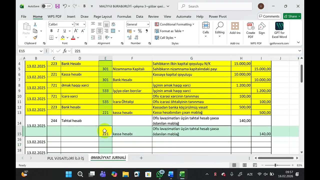 30 suallı tapşırığın 17 sinin əməliyyat jurnalında əksi