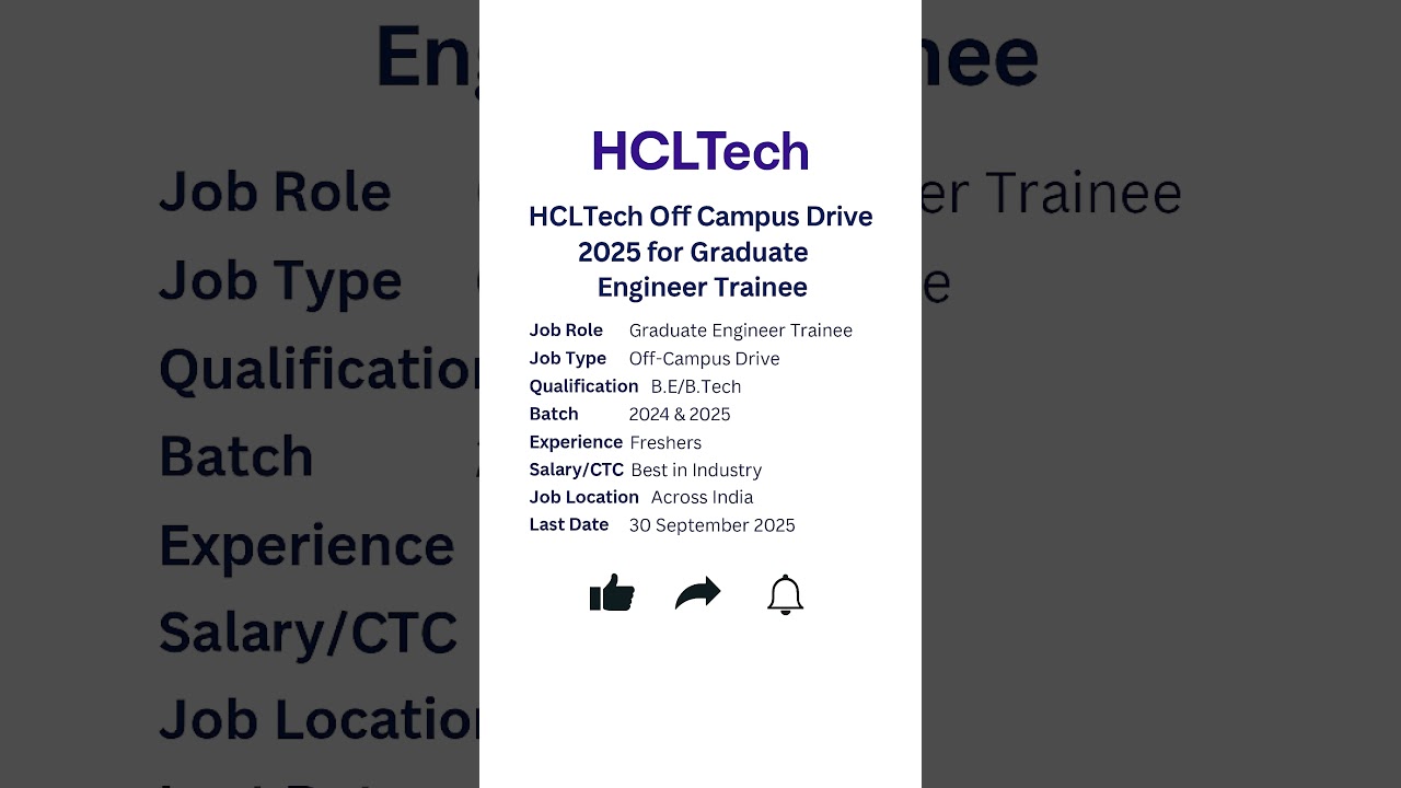 HCL Tech Off Campus Drive 2025 
