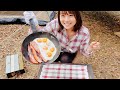 焚き火でジブリ飯やってみた!!【ハウルの動く城】お腹いっぱいベーコンエッグ