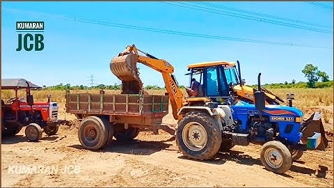 The JCB 3DX machine fills the Eicher 551 tractor trolley with soil | JCP Video | KUMARAN JCB