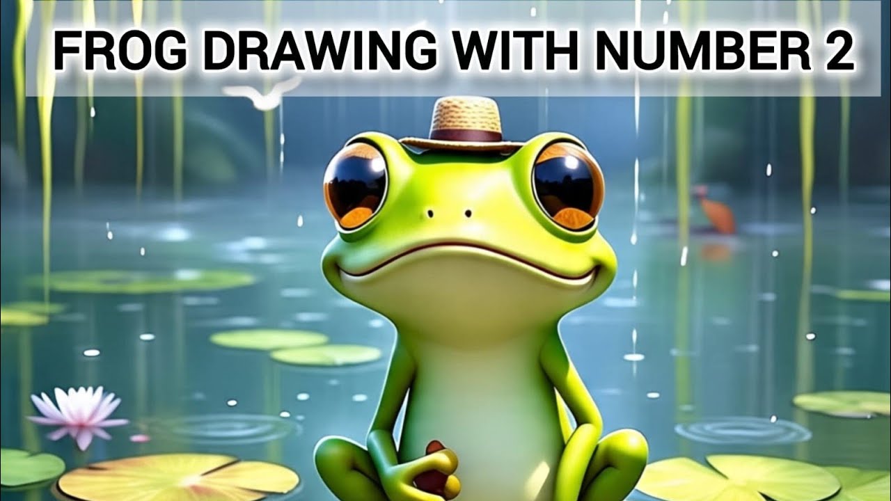 How to draw a frog drawing from number 22 |easy drawing trick for beginners