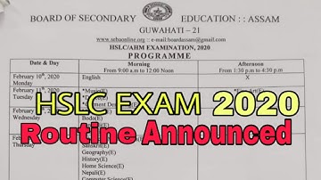 Routine Hslc/AHM Exam 2020.Routine announced for HSLC EXAM. watch and share