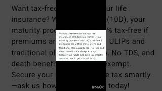 How to Make Your Life Insurance Returns 100% Tax-Free!” (Section 10(10D)): #taxplanning