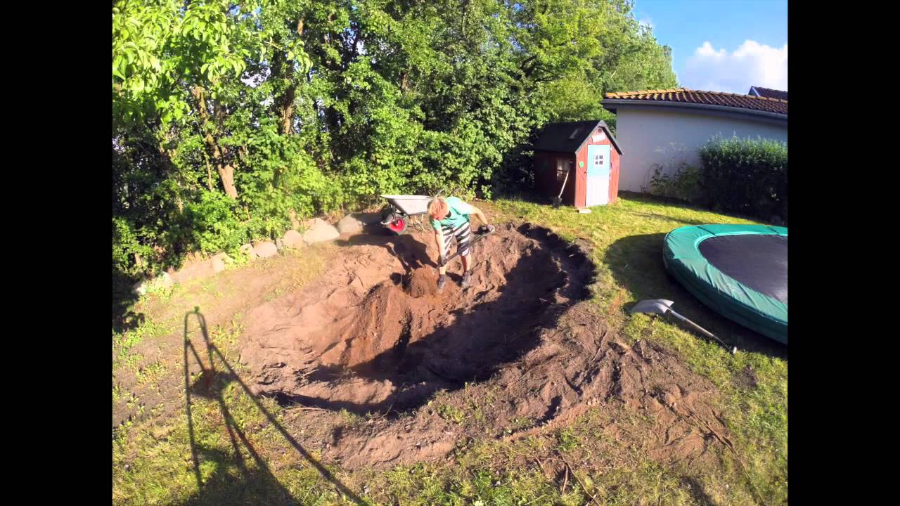 nedgravd trampoline