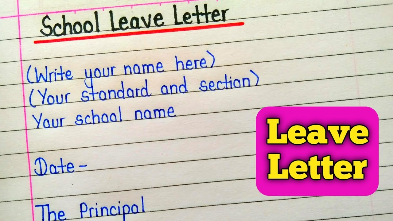 Leave Letter For School || How To Write Leave Letter In English - Youtube