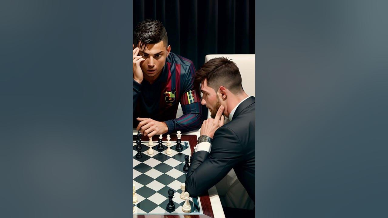 messi and ronaldo playing chess wallpaper