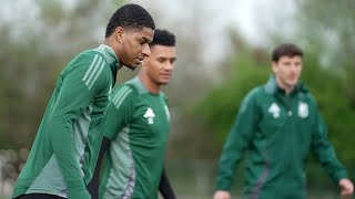 Aston Villa train ahead of PSG Champions League quarter-final clash