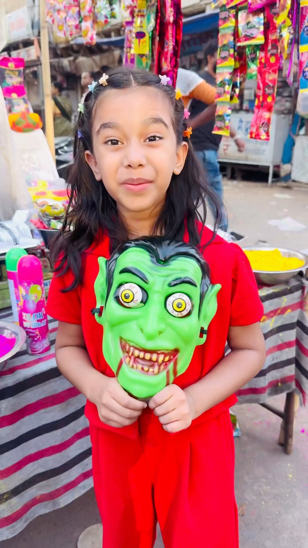 Amaira n holi pr liye bhoot vale mask ? #shorts  #thegeetagurjar