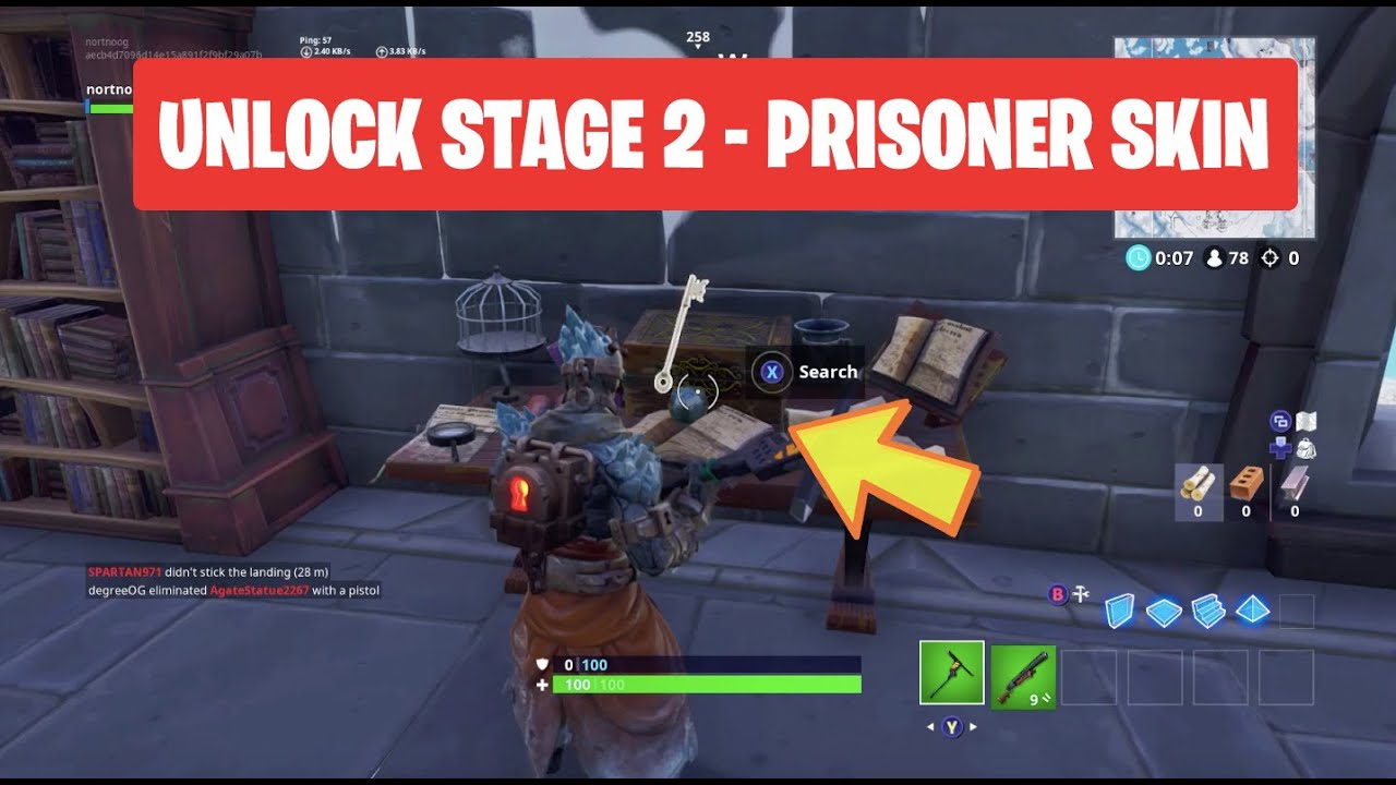 How to Unlock Stage 2 of Prisoner Snowfall Skin Key Location Fortnite Battle Royale