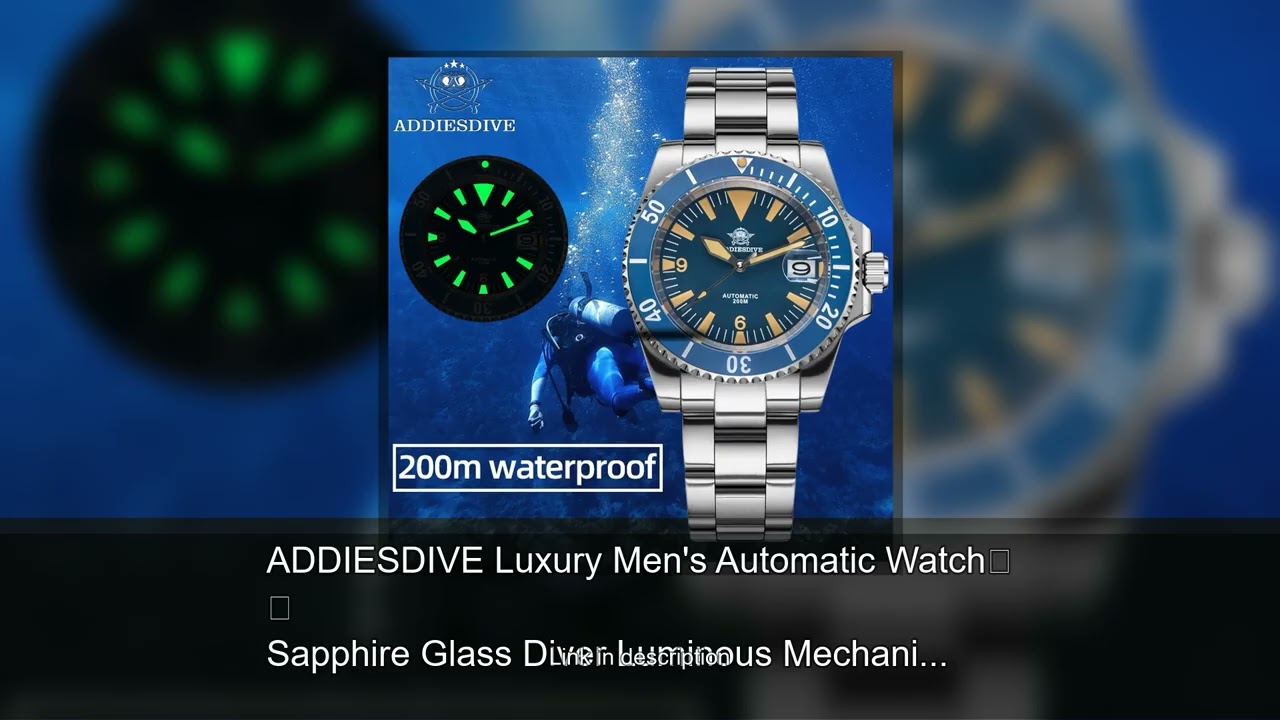ADDIESDIVE Luxury Men's Automatic Watch Sapphire Glass Diver Luminous Mechanical Watch 200M Wat