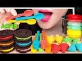 ASMR RAINBOW ICE DONUTS, EDIBLE SPOON, OREO 무지개 얼음, 먹는 숟가락, 오레오 먹방 (EATING SOUNDS) MUKBANG