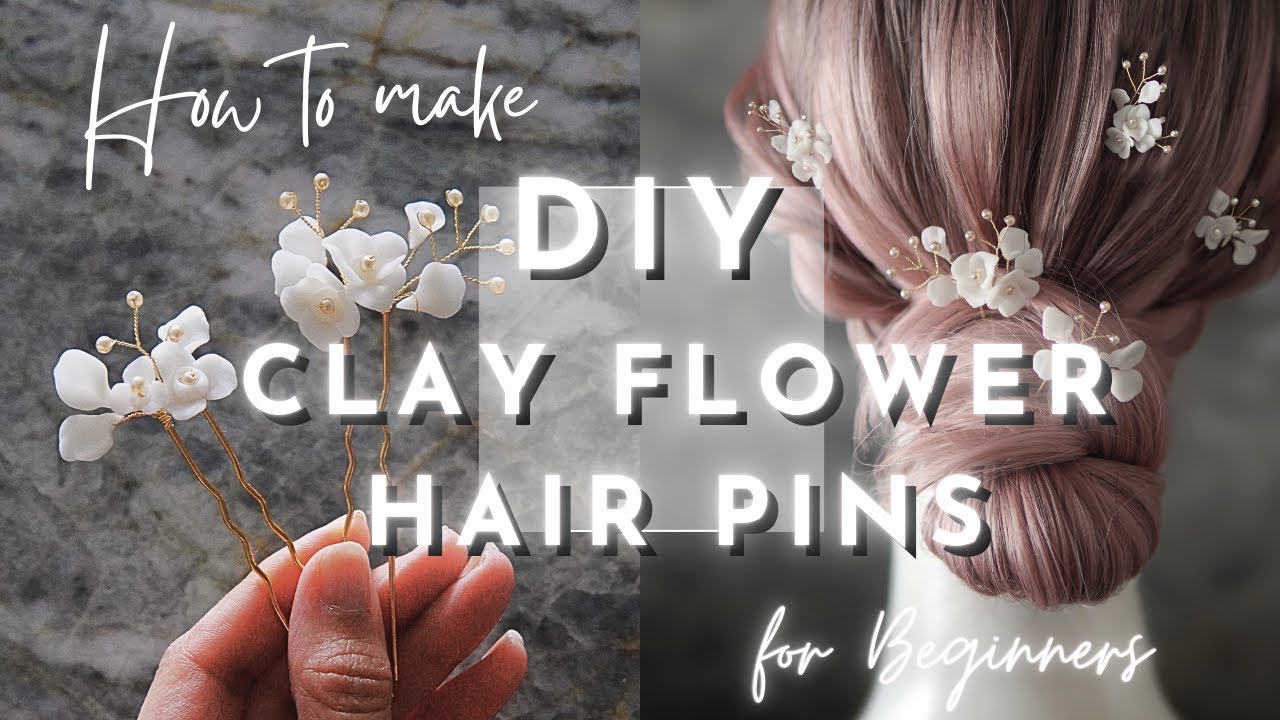 【Сделай сам】Изготовление/аксессуар для заколки для волос из глины с цветком и жемчугом🌼
