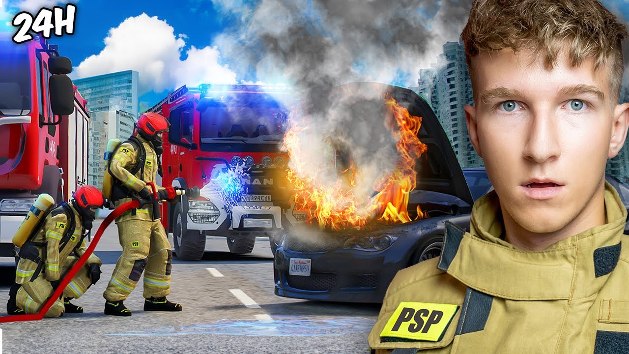 Spędziłem 24H jako POLSKI STRAŻAK w GTA V🔥