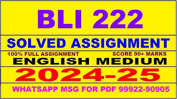 bli 222 solved assignment 2024-25 | bli 222 solved assignment in english 2025 | bli 222 2024-25