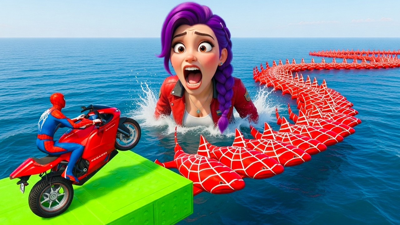 SPIDER-MAN against JUDY and RUMI Ride on Motorcycle STUNT FUNNY MOMENTS | GTA 5 MULTIVERSE?$*