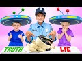 Kids Play Detective with Lie Detector Hat! Who Ruined the Birthday Cake?