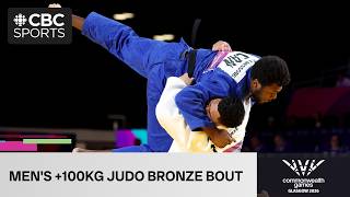 Canadas John Messe A Bessong in mens +100kg judo bronze medal match on Day 10 of Glasgow 2026