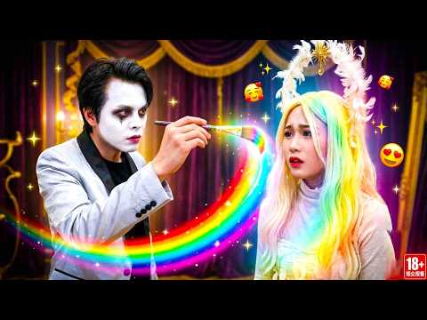 The paintbrush ran out of paint, the clown helped the angel. #Clown #Angel