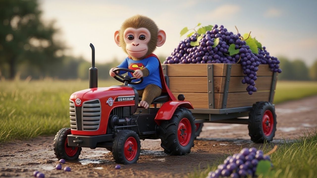 A Day on the Farm with a Baby Monkey: Morning Routine, Cooking, Gardening & Grape Harvest