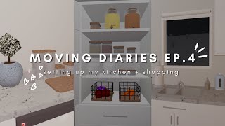 moving diaries ep. 4 | setting up my kitchen + huge grocery shopping | roblox bloxburg roleplay