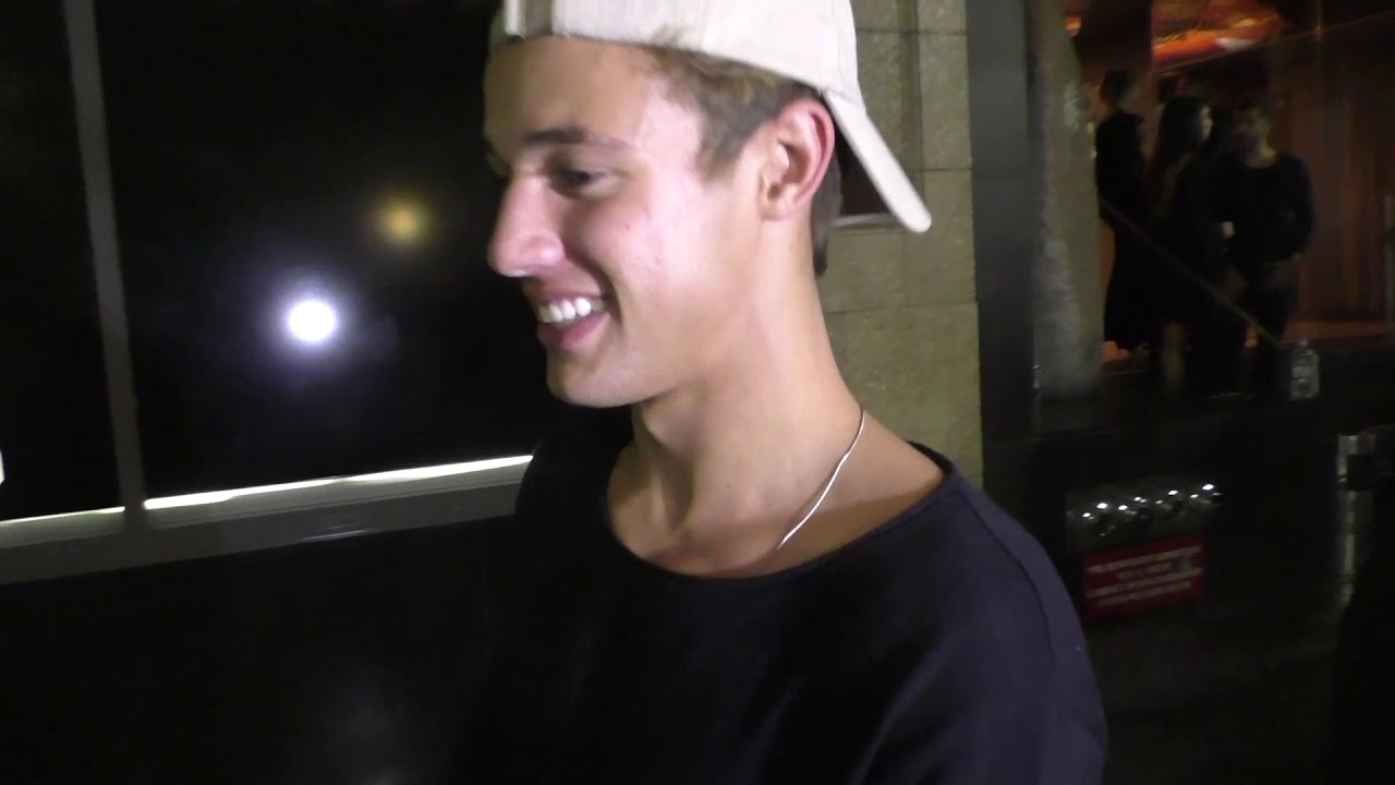 Cameron Dallas talks about Pandas and gets a gift from fans girls outside Katsuya Restaurant in Holl