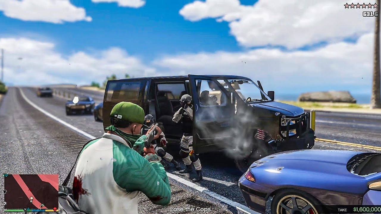 GTA 5 - Families Gang Robs Fleeca Bank at Banham Canyon + Ten Star Escape [R.D.E 4.1.2]