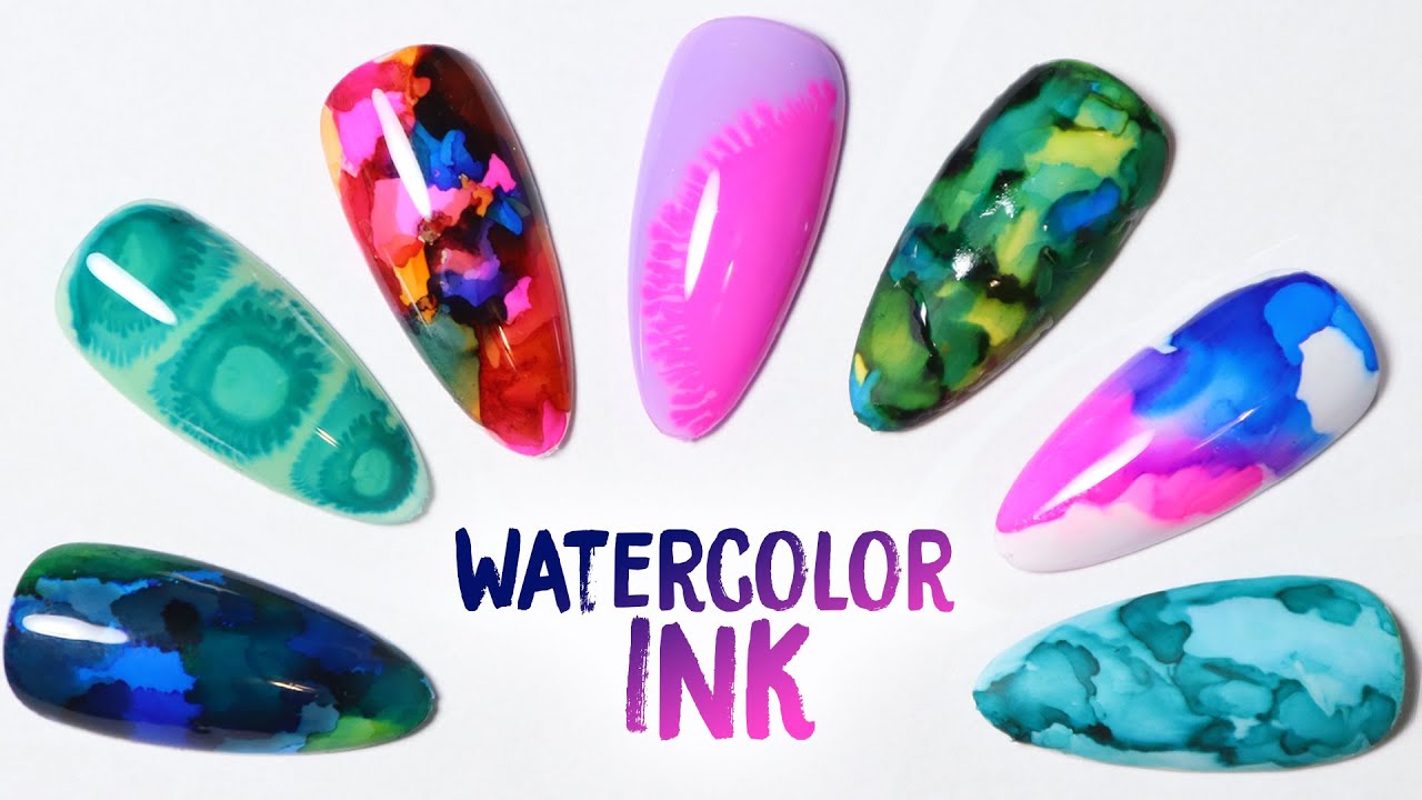 How to Create Marble Nail Art using Watercolor Ink MAKARTT YouTube