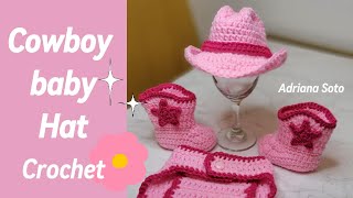 How to crochet a Baby Cowboy Hat, step by step BEGINNERS FRIENDLY