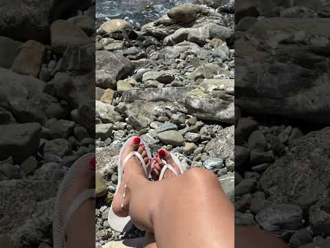 Crushyogi7 seeks to sea more, adventure awaits dangle flip flops red toes #asmr
