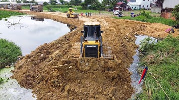The Best Bulldozer SHANTUI DH17-C2 in Action Pushes in Road Built 