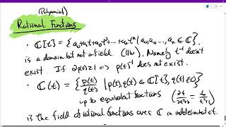 Chapter 4, Field Extensions, Rational Functions in t is a Field