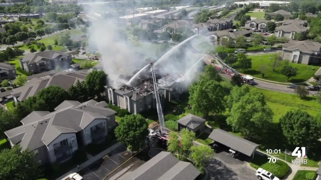 Overland Park apartment likely total loss following fire - YouTube