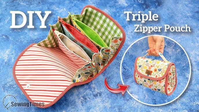 Pochette plate zippée avec 2 poches, trousse de toilette ou à