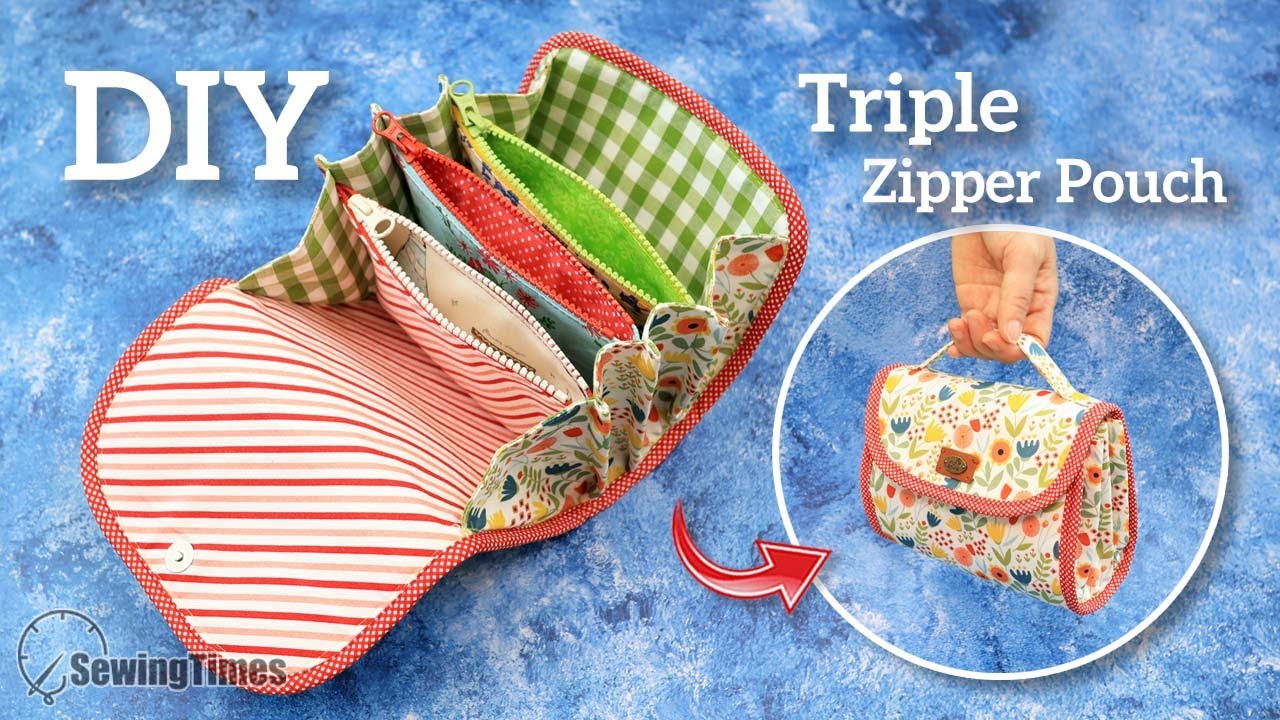 DIY Triple Zipper Pencil Case – diy pouch and bag with sewingtimes