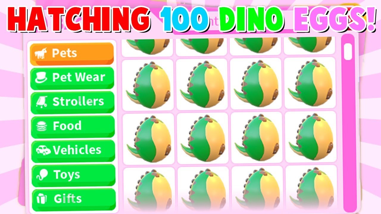 Hatching 100 Dino Eggs In Adopt Me New Update Roblox Youtube - dinosaur for 100 robux roblox