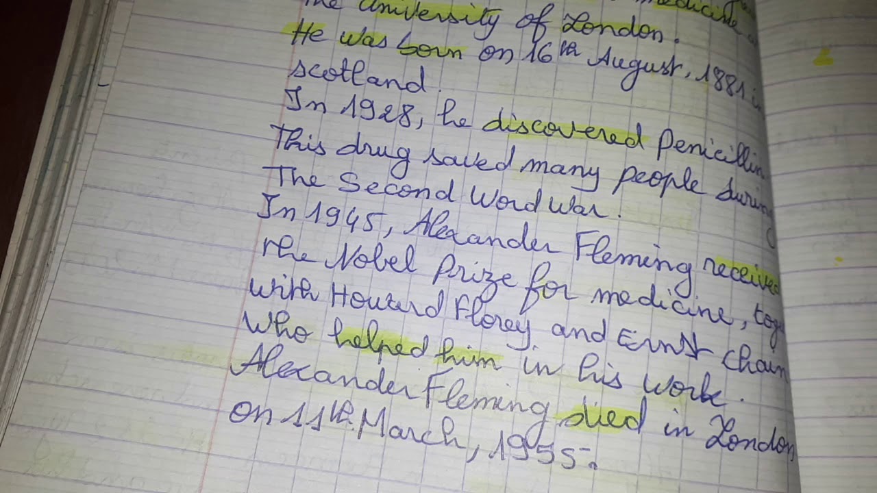 وضعية ادماجية مقترحة للسنة الثالثة متوسط Alexander fleming