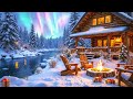 Snow Falling Piano Music by the River ❄️ Calm Piano, Fireplace Sounds &amp; Winter Nature Ambience