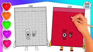 Numberblock 1100 Drawing & Coloring For Kids | Learn To Draw Numberblock Easy Art